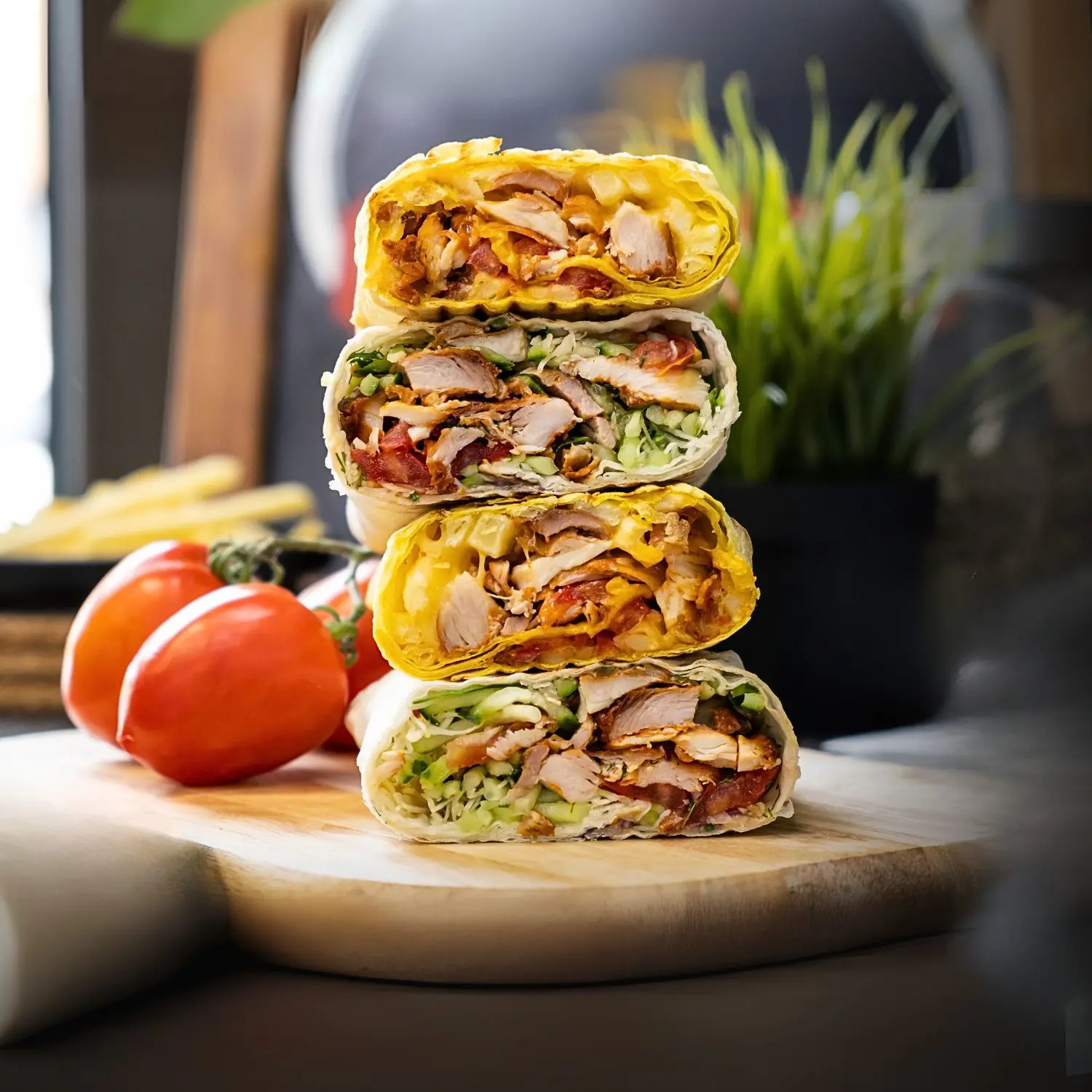 Dürüm garni de viande grillée, salade et sauce maison